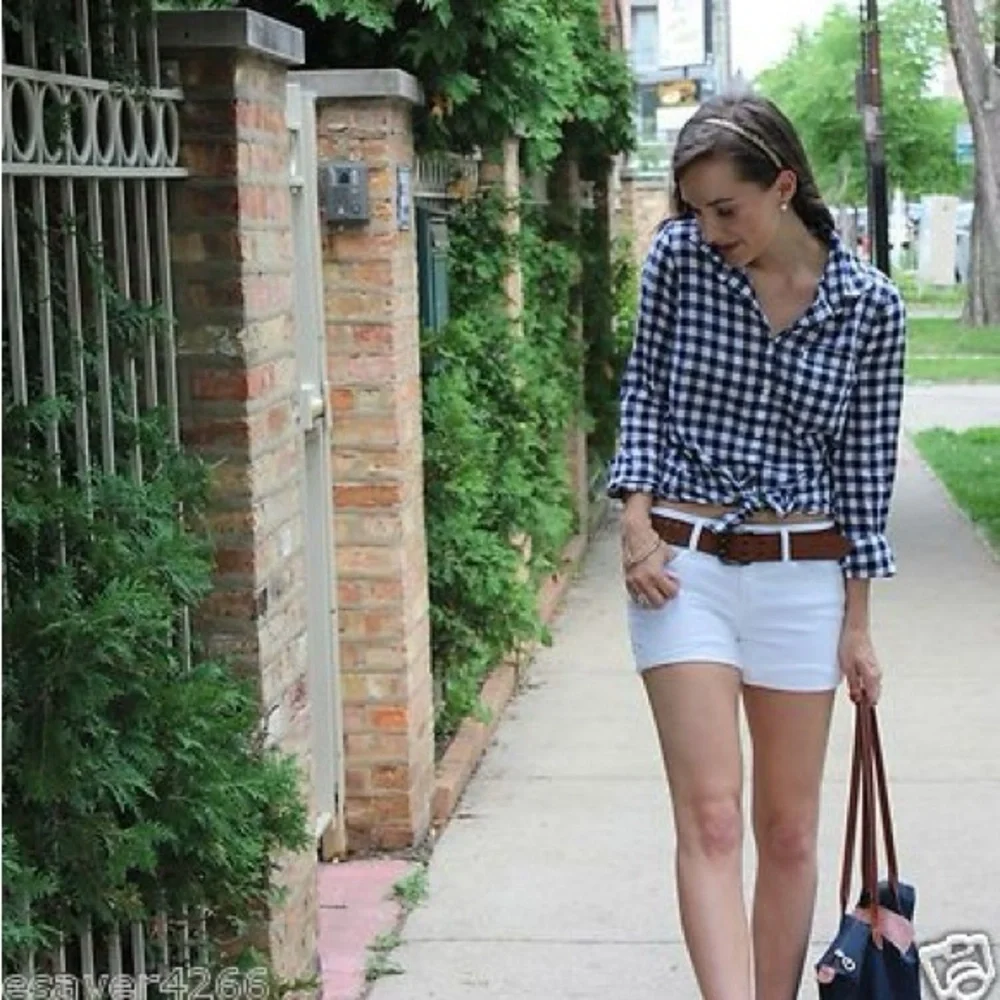J. Crew Button Down in Gingham Check Navy Blue White size XS